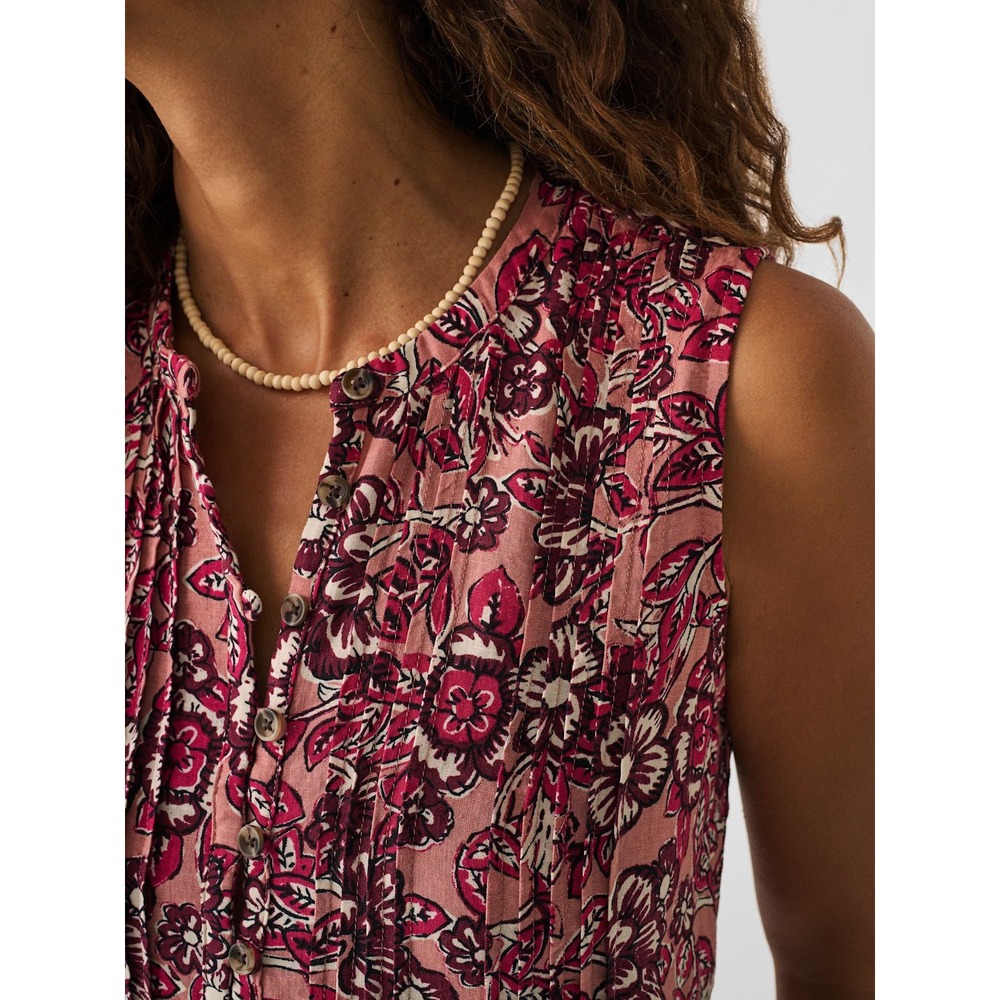 Faherty Isha Linen Blend Floral Coastal Boho Midi Dress Desert Bloom Size S - Picture 4 of 9
